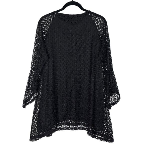 New Directions Black Bohemian Bell Sleeved Crochet Tunic Women's Size Medium - Picture 1 of 15
